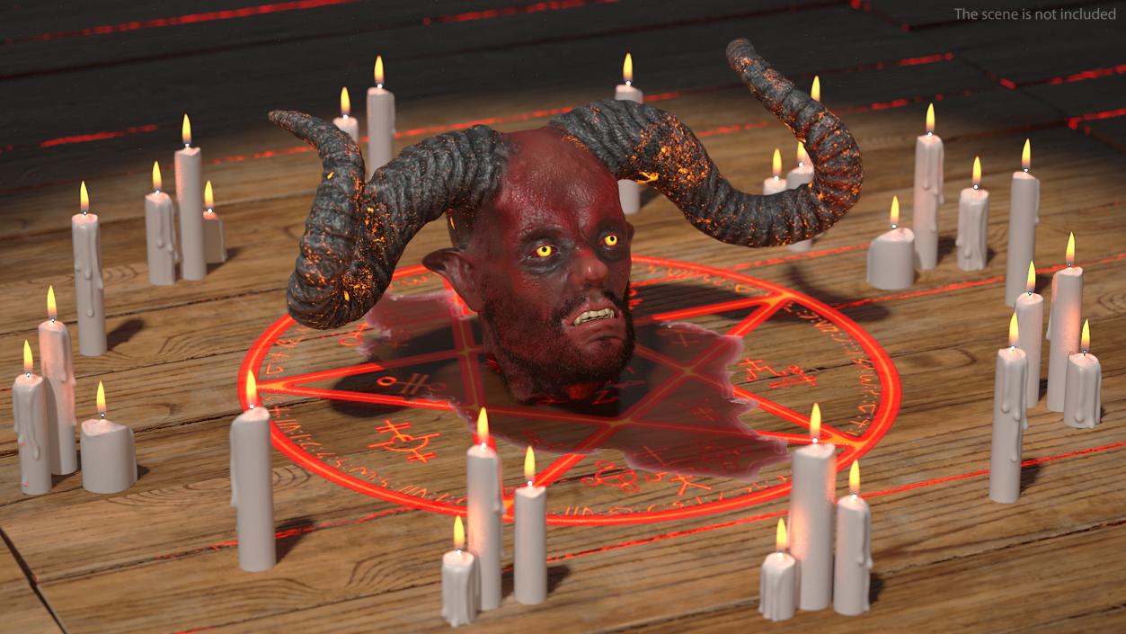 3D model Demon Head with Horns Fur