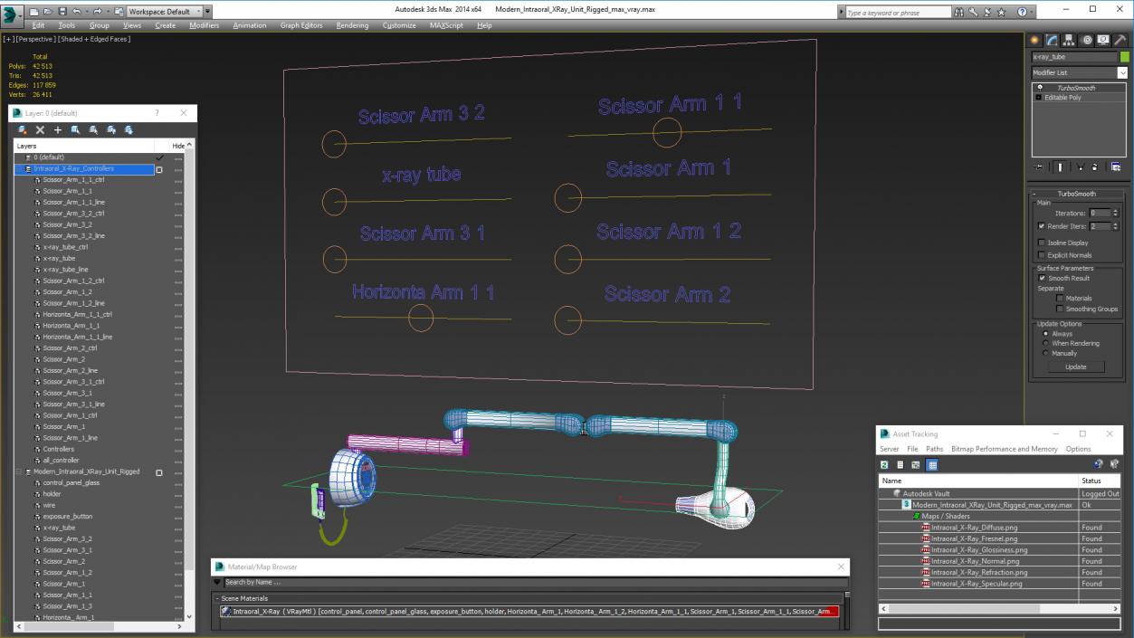 3D Modern Intraoral XRay Unit Rigged model