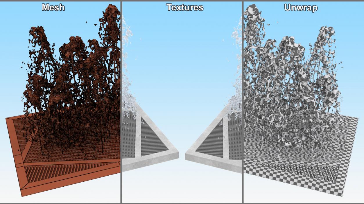 3D model Dry Deck Fountains Square