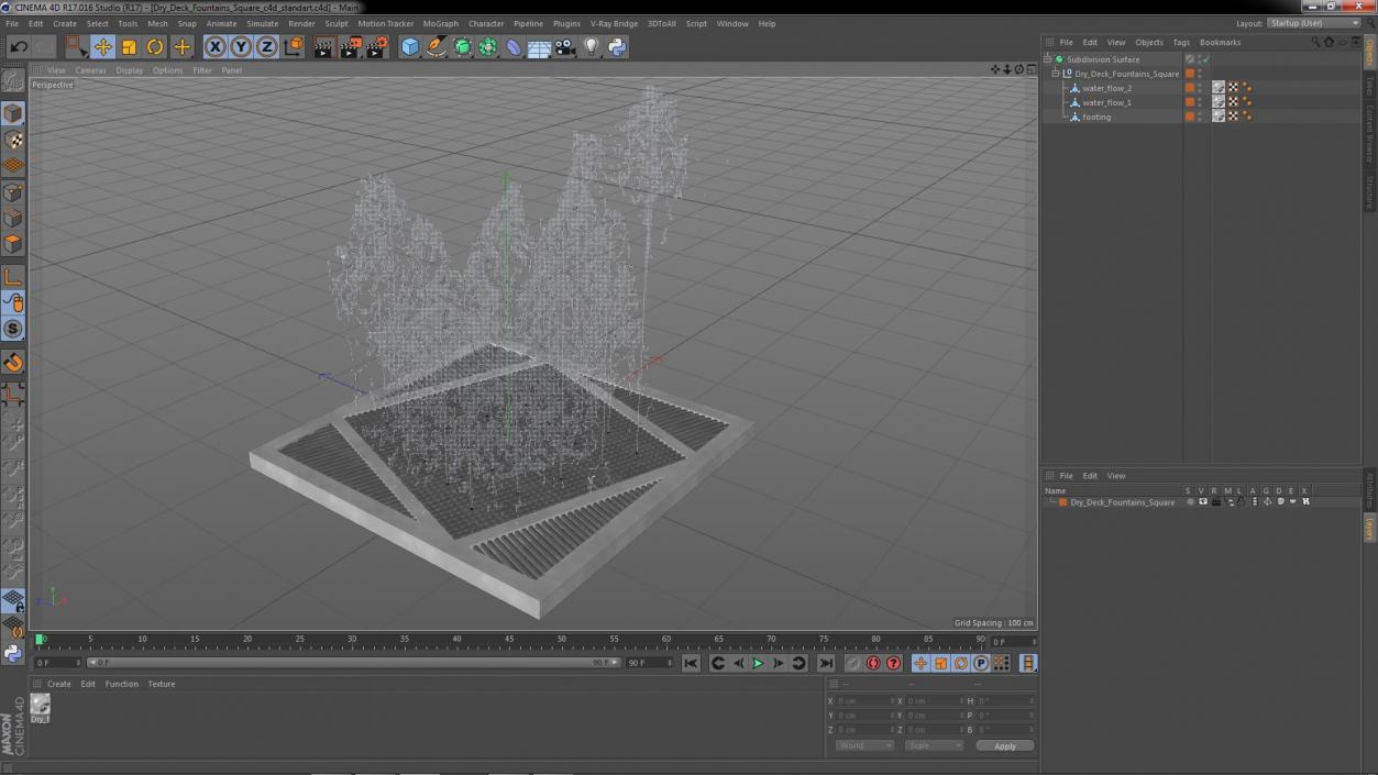 3D model Dry Deck Fountains Square