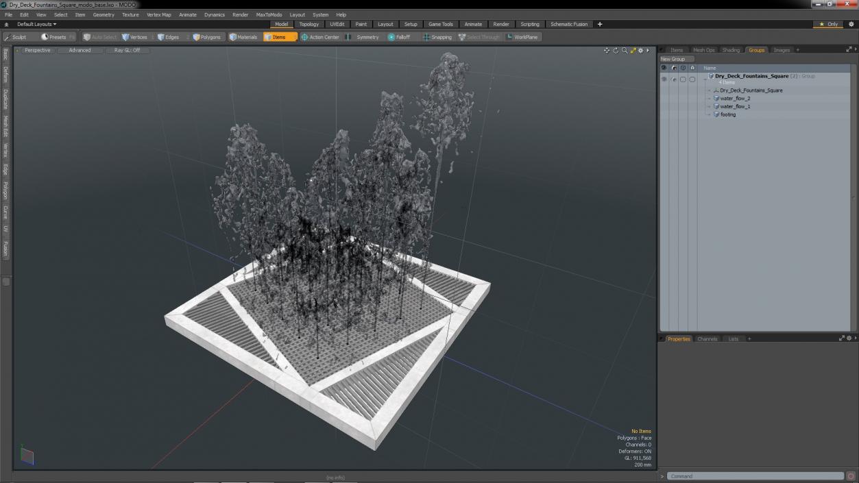 3D model Dry Deck Fountains Square