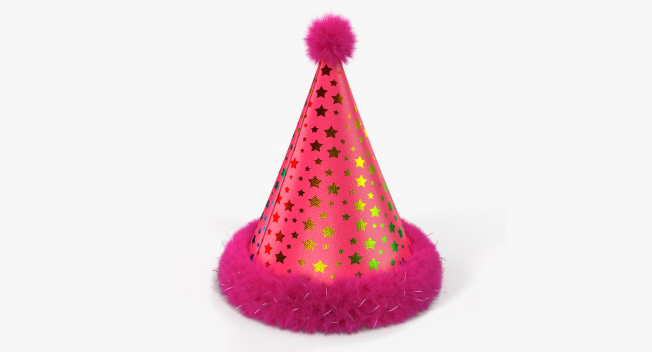 3D Party Cone Hat with Fur model