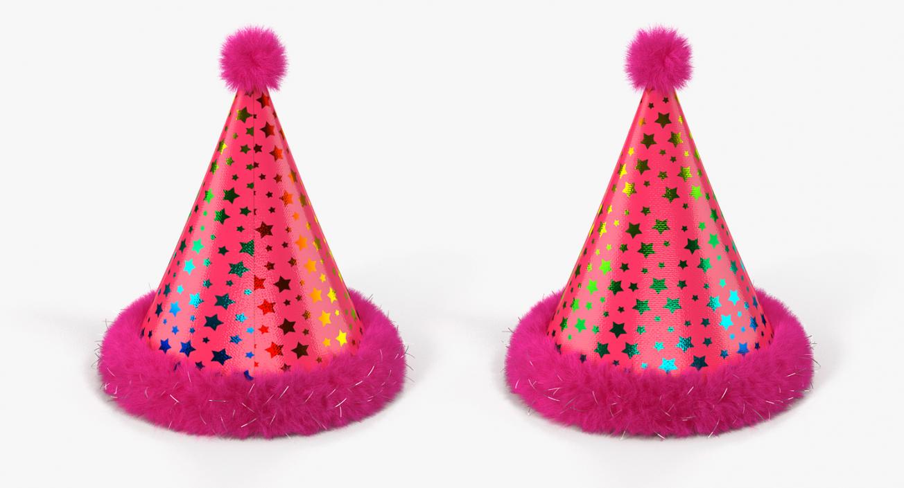 3D Party Cone Hat with Fur model