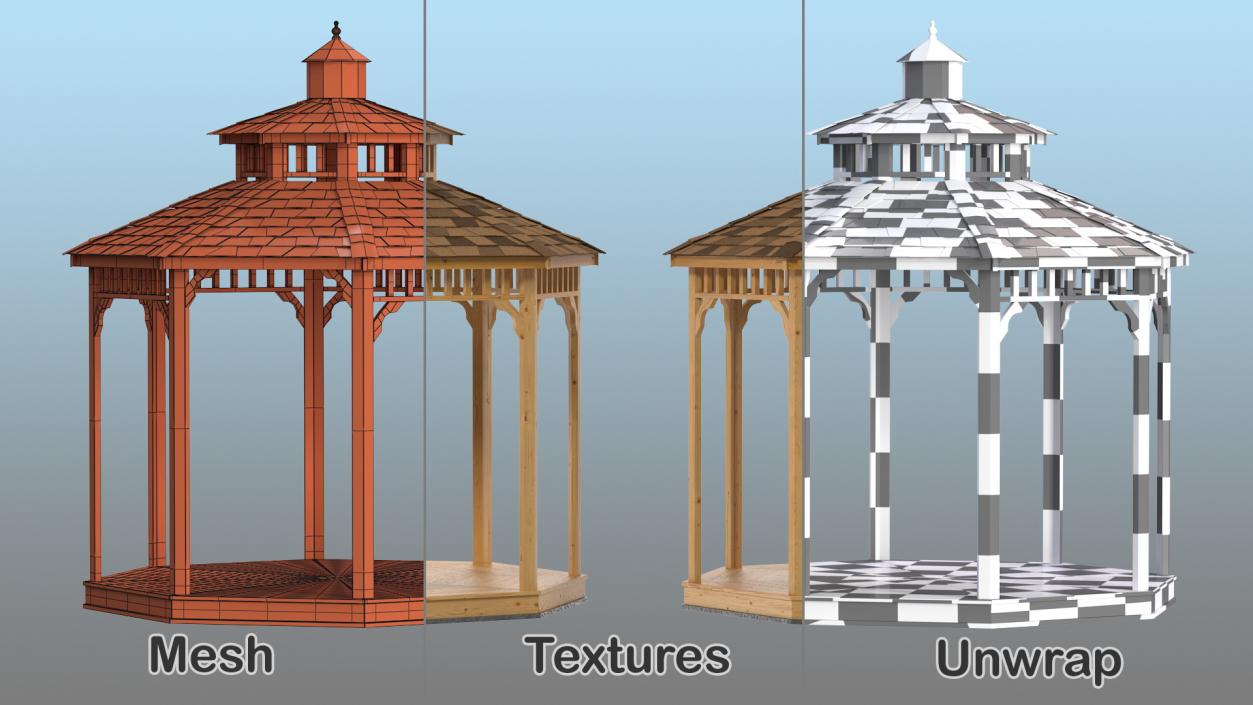 3D Wooden Gazebo model