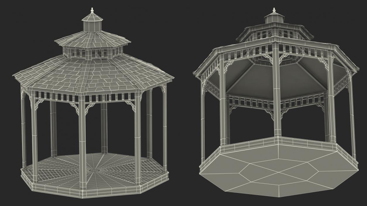 3D Wooden Gazebo model