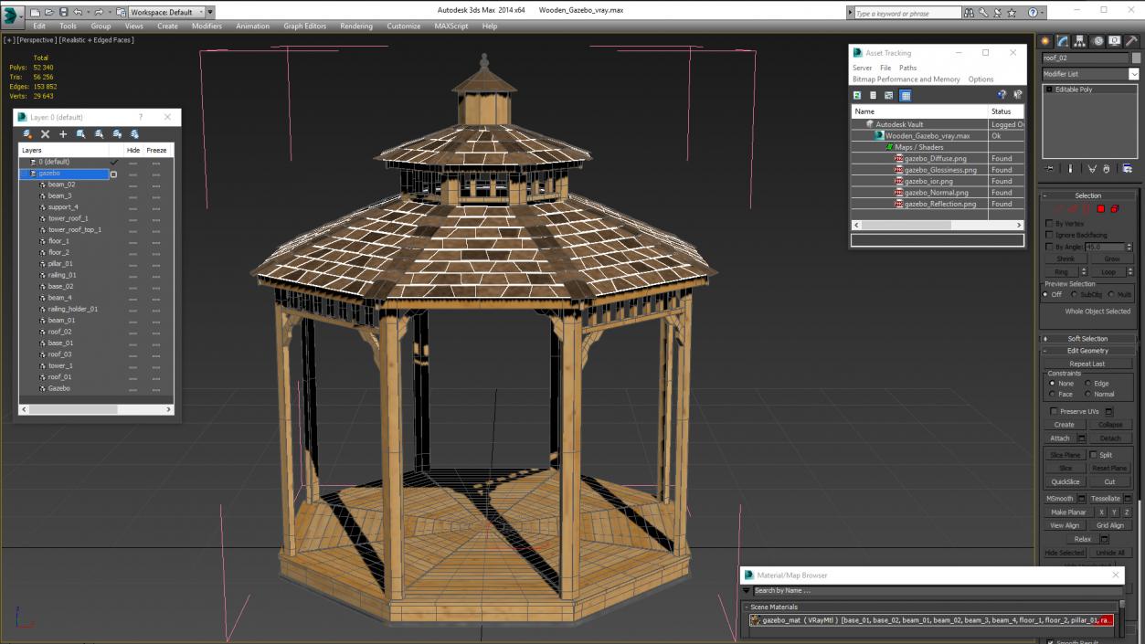 3D Wooden Gazebo model