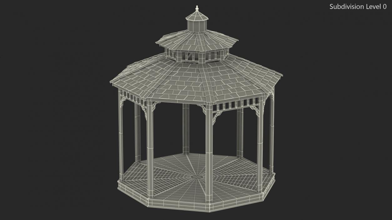 3D Wooden Gazebo model