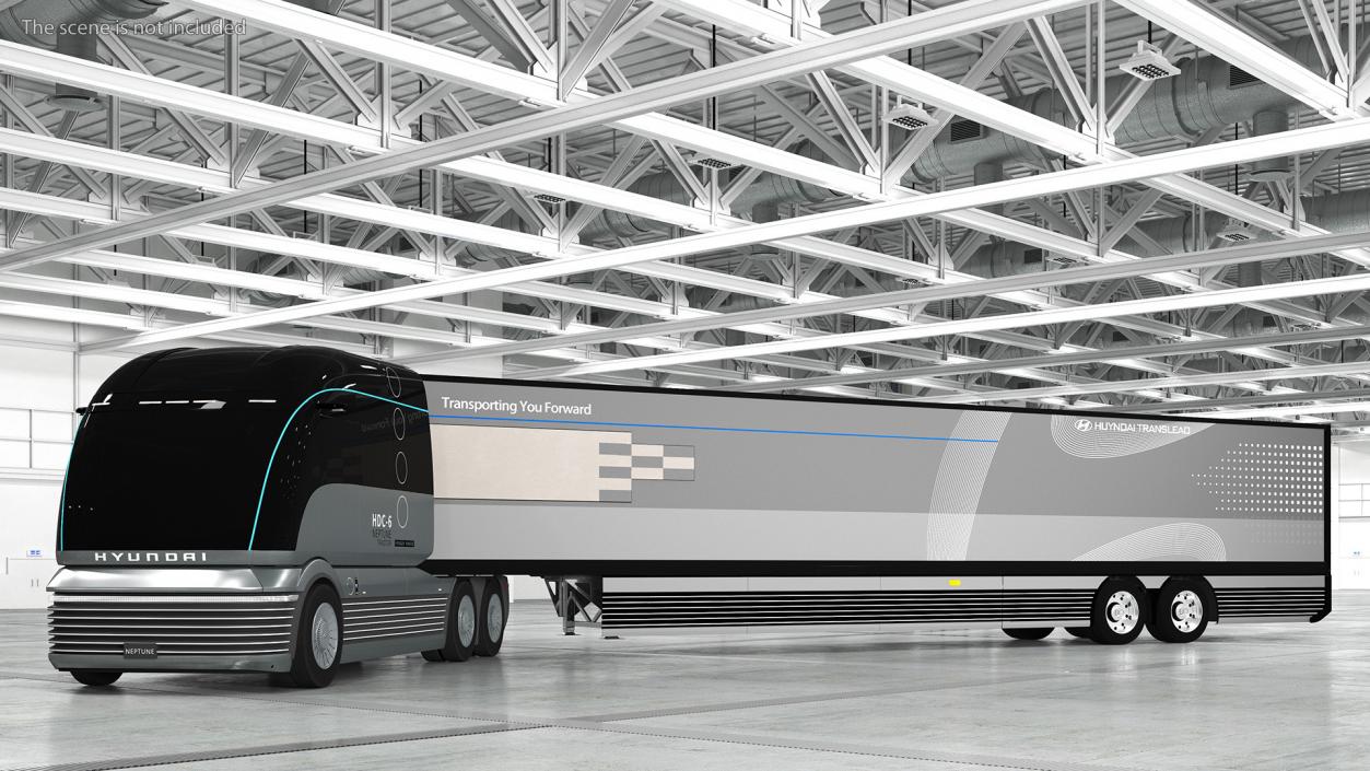 Hydrogen Concept Semi Truck Hyundai HDC-6 with Trailer 3D model