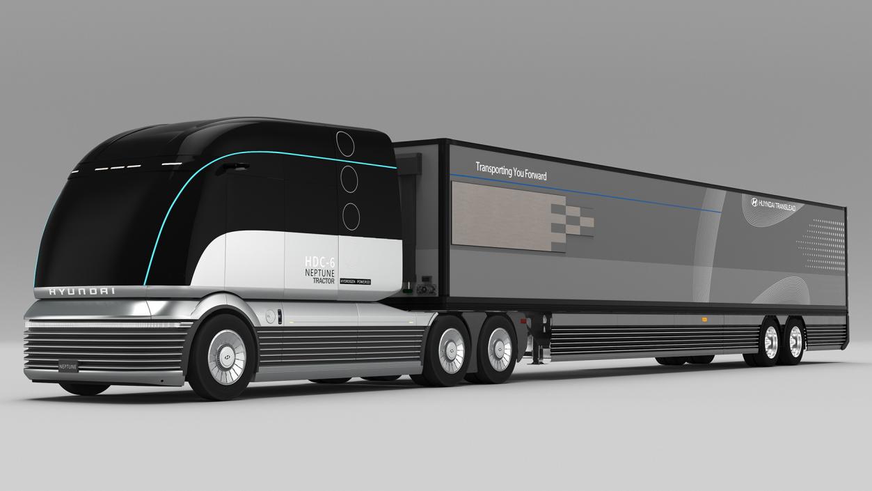 Hydrogen Concept Semi Truck Hyundai HDC-6 with Trailer 3D model