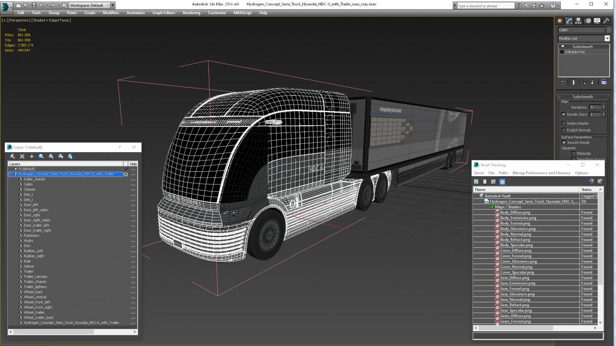 Hydrogen Concept Semi Truck Hyundai HDC-6 with Trailer 3D model