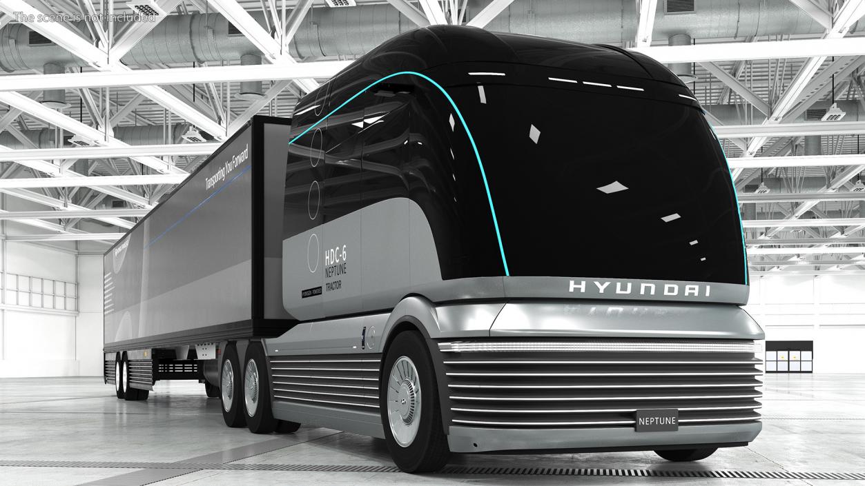 Hydrogen Concept Semi Truck Hyundai HDC-6 with Trailer 3D model