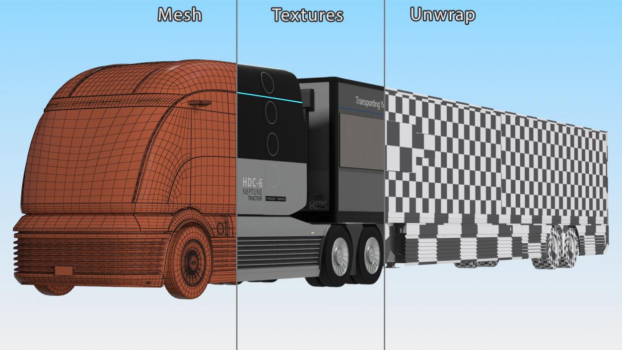 Hydrogen Concept Semi Truck Hyundai HDC-6 with Trailer 3D model