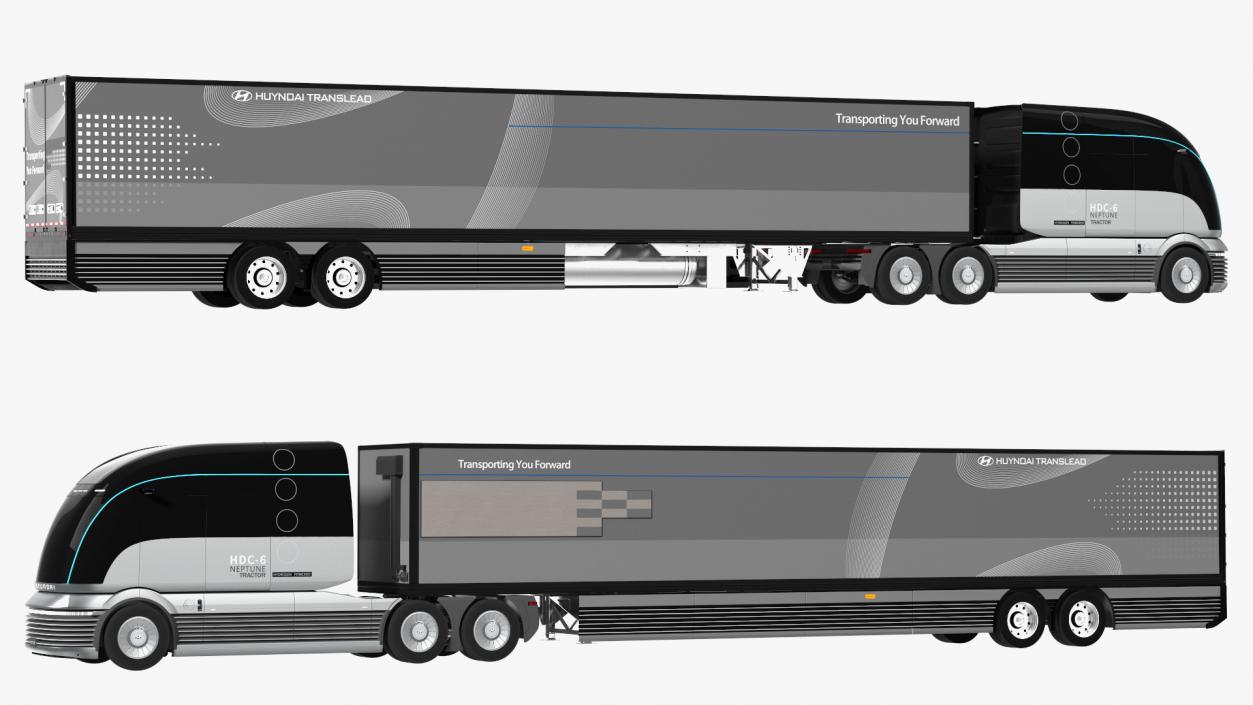 Hydrogen Concept Semi Truck Hyundai HDC-6 with Trailer 3D model