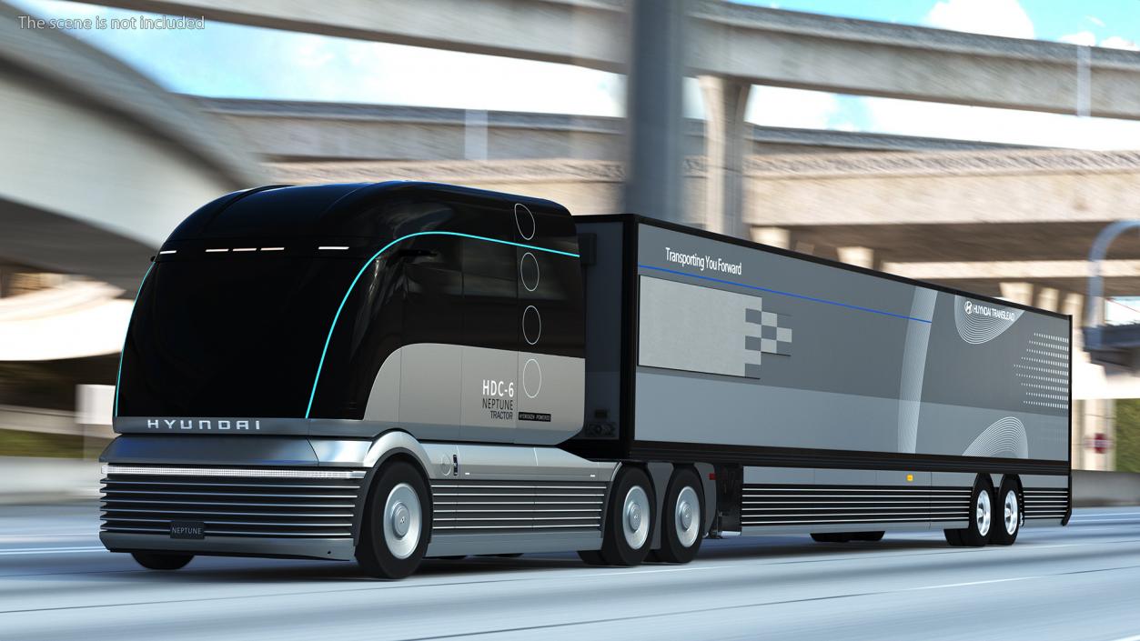 Hydrogen Concept Semi Truck Hyundai HDC-6 with Trailer 3D model