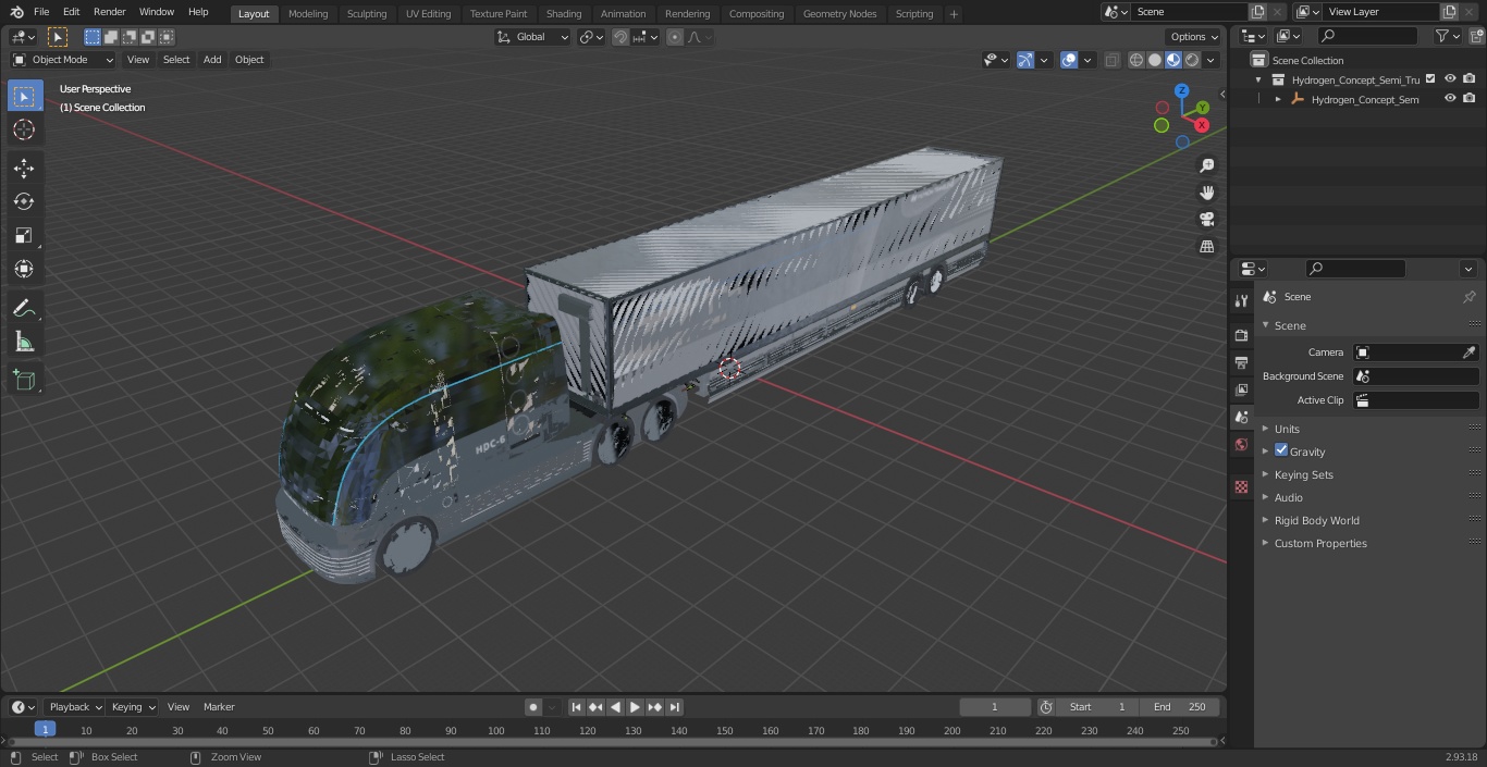 Hydrogen Concept Semi Truck Hyundai HDC-6 with Trailer 3D model