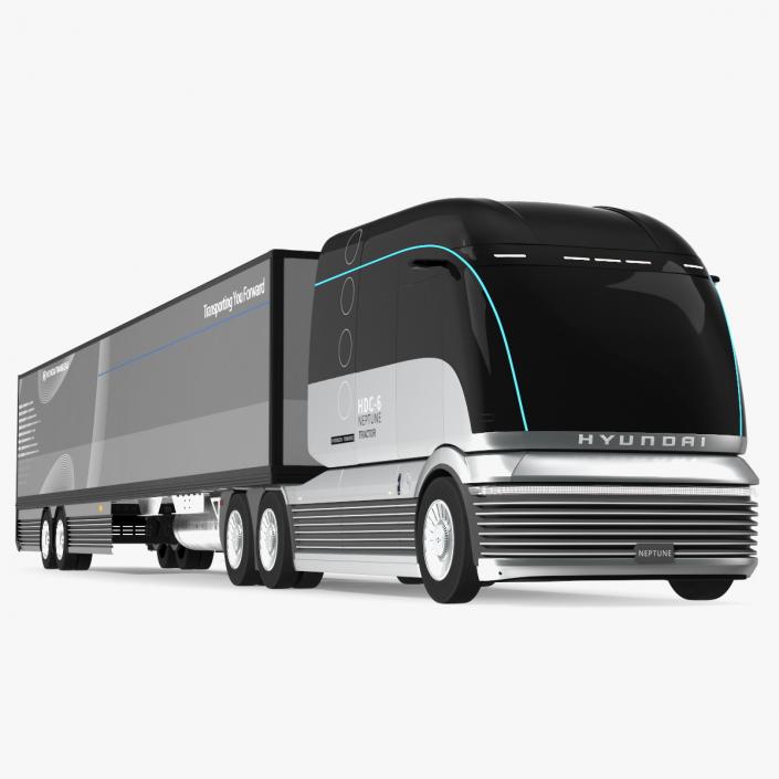 Hydrogen Concept Semi Truck Hyundai HDC-6 with Trailer 3D model