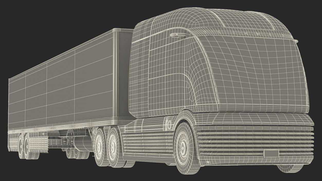 Hydrogen Concept Semi Truck Hyundai HDC-6 with Trailer 3D model