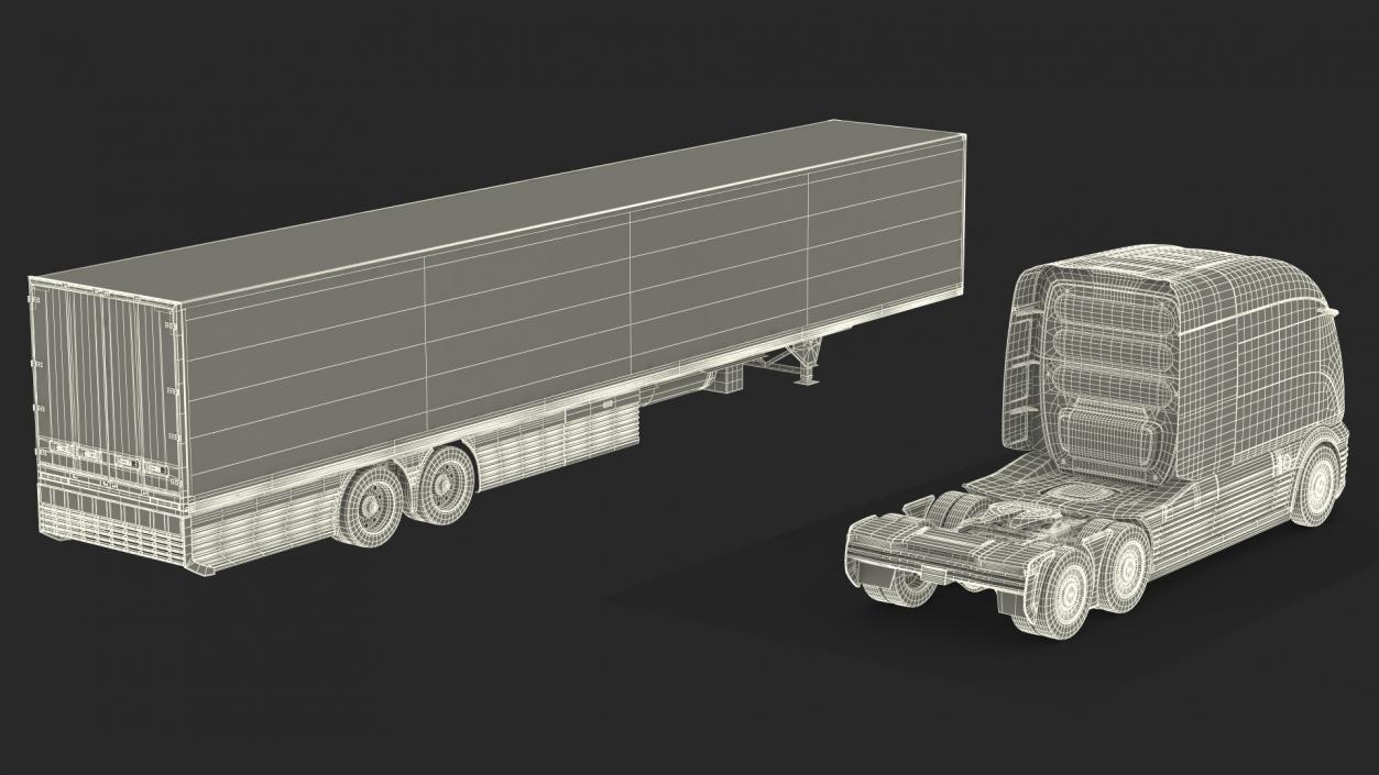 Hydrogen Concept Semi Truck Hyundai HDC-6 with Trailer 3D model