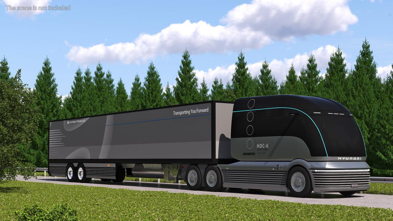 Hydrogen Concept Semi Truck Hyundai HDC-6 with Trailer 3D model