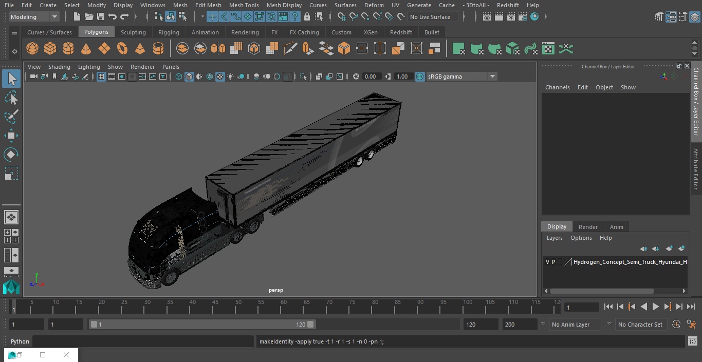 Hydrogen Concept Semi Truck Hyundai HDC-6 with Trailer 3D model