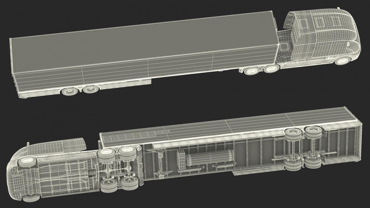 Hydrogen Concept Semi Truck Hyundai HDC-6 with Trailer 3D model