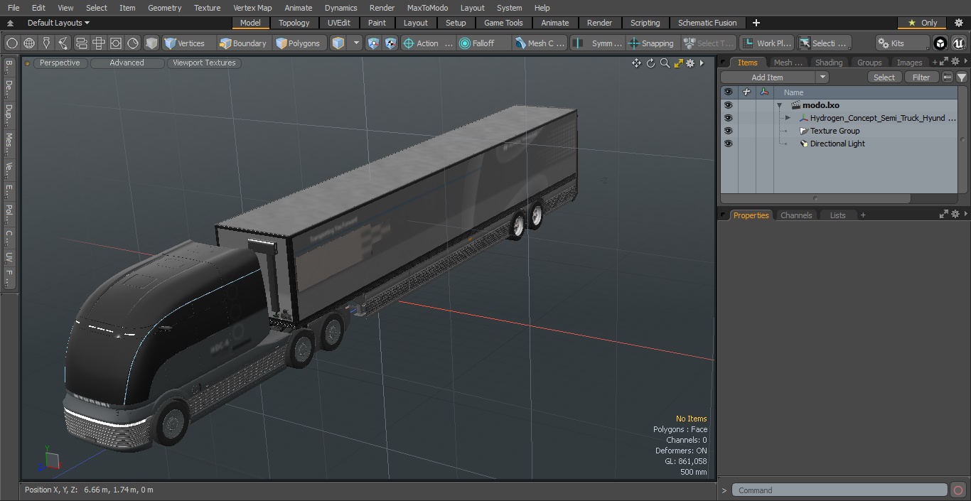 Hydrogen Concept Semi Truck Hyundai HDC-6 with Trailer 3D model