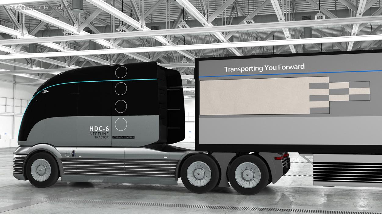 Hydrogen Concept Semi Truck Hyundai HDC-6 with Trailer 3D model