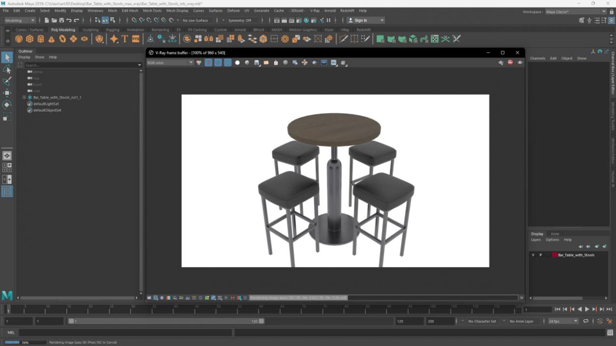 3D Bar Table with Stools