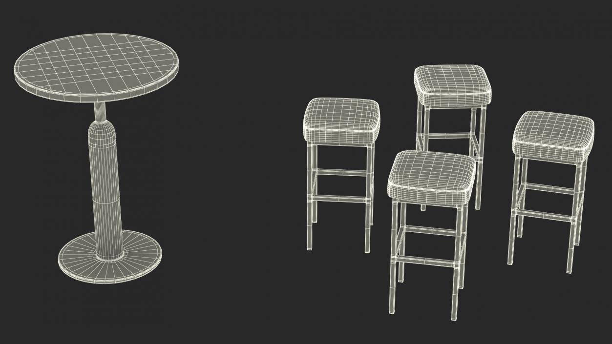 3D Bar Table with Stools