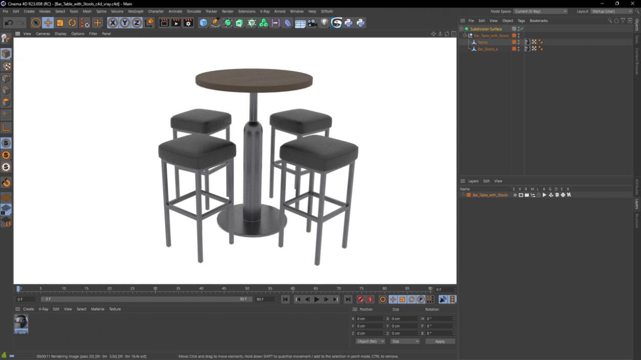 3D Bar Table with Stools