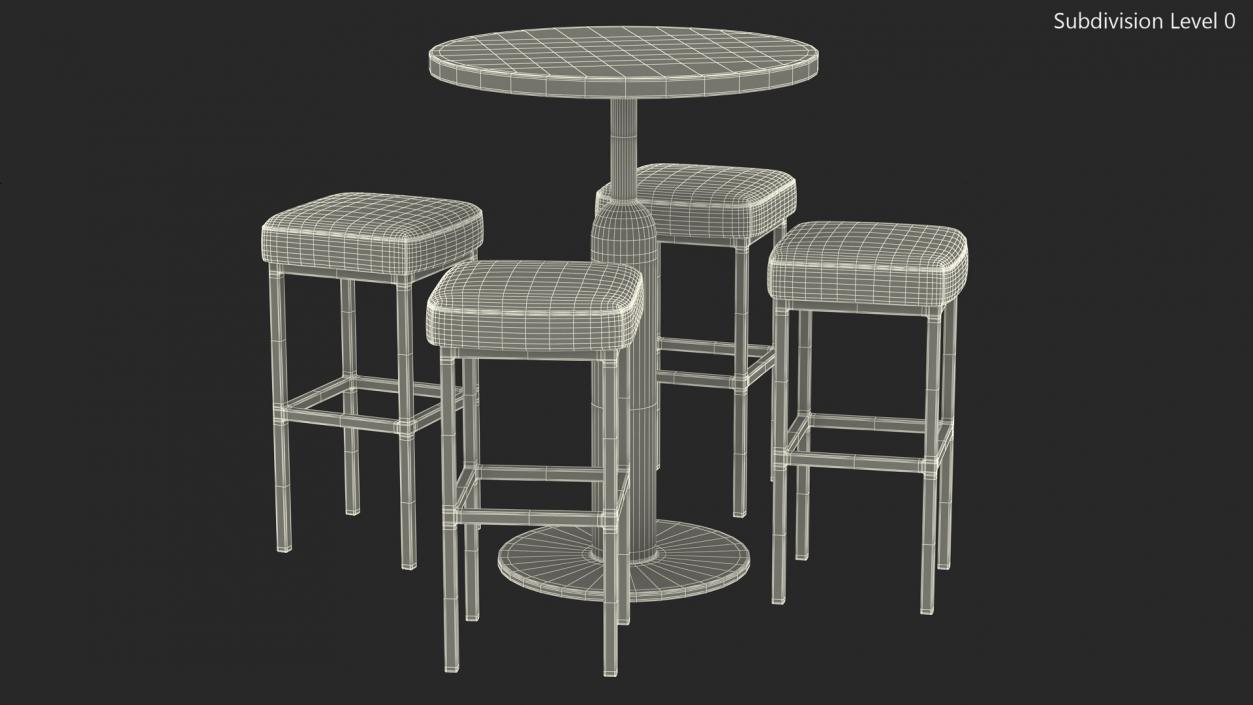 3D Bar Table with Stools