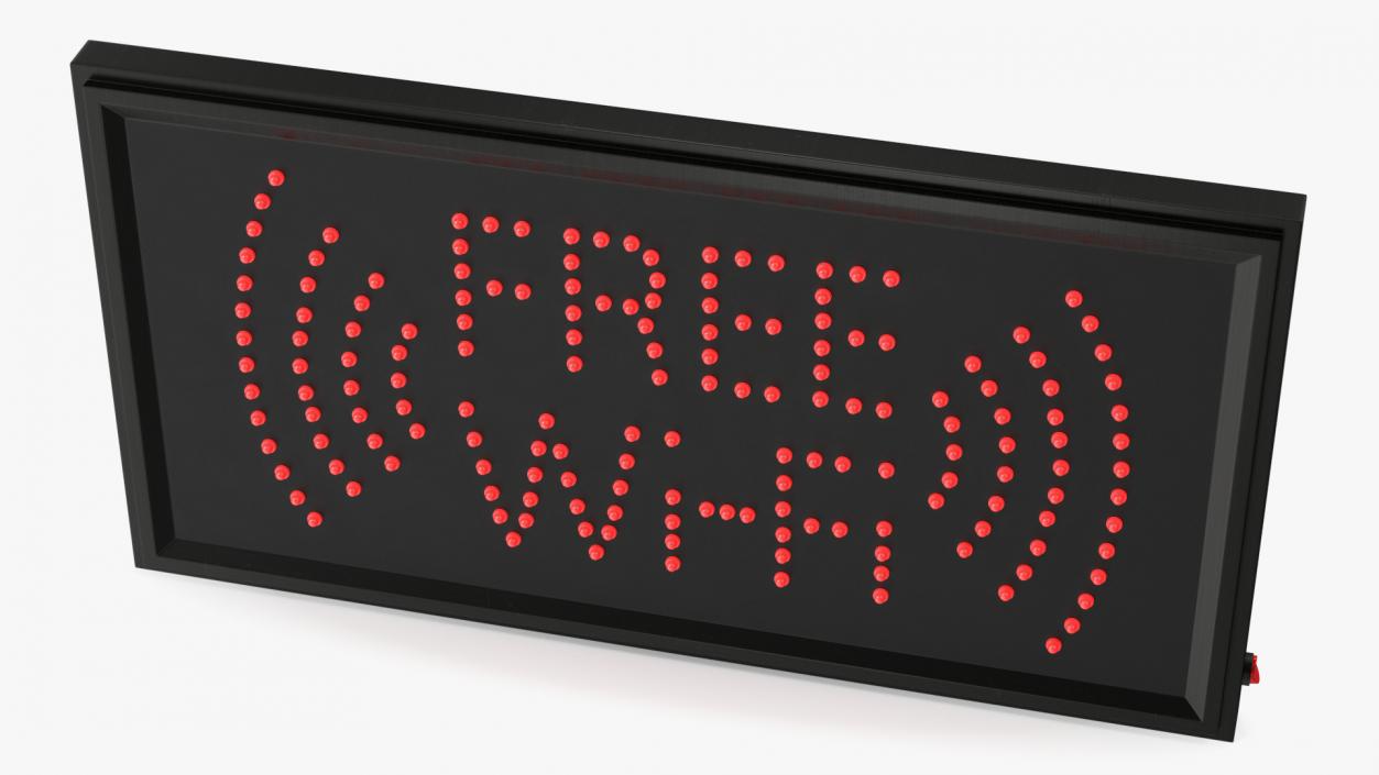 3D Free WiFi LED Sign Red Neon Light ON