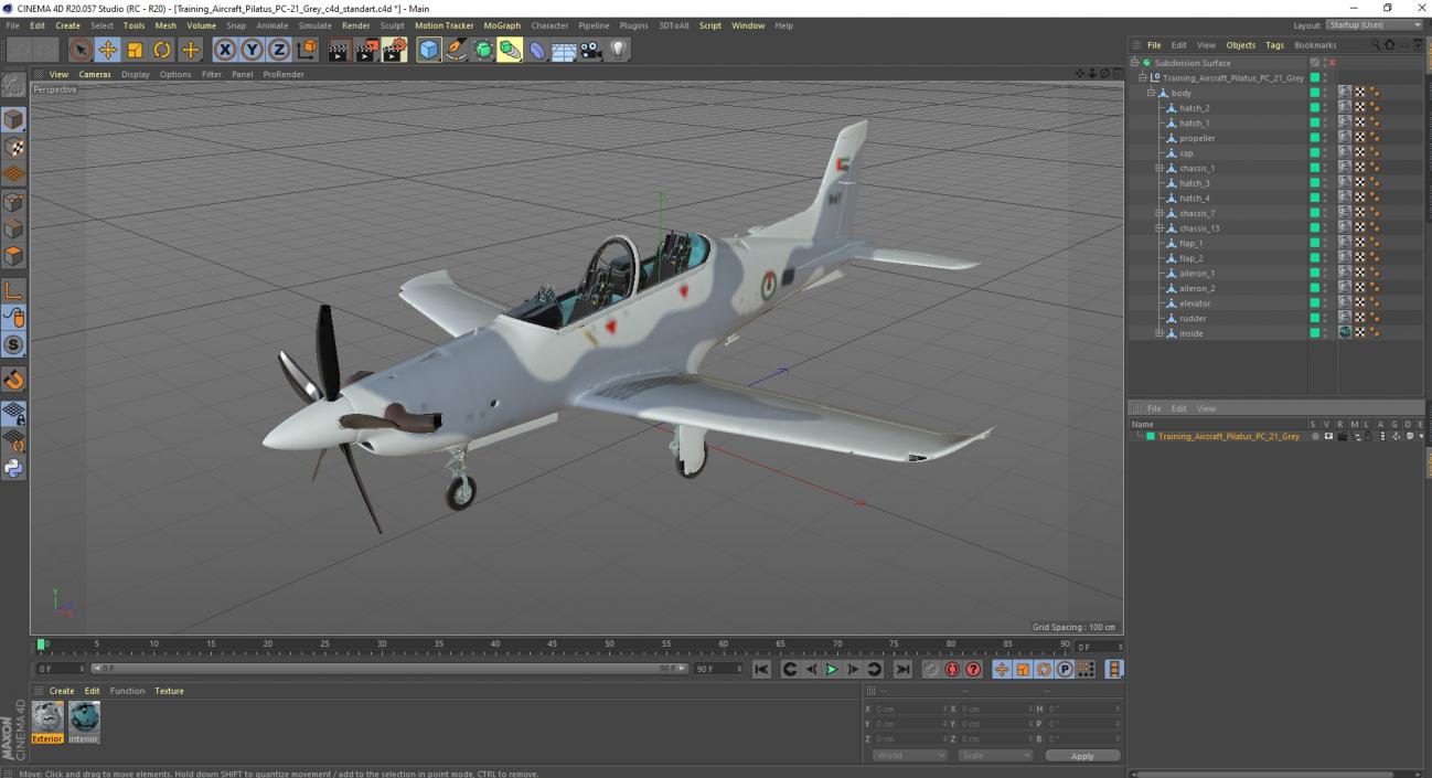 3D Training Aircraft Pilatus PC-21 Grey 2 model