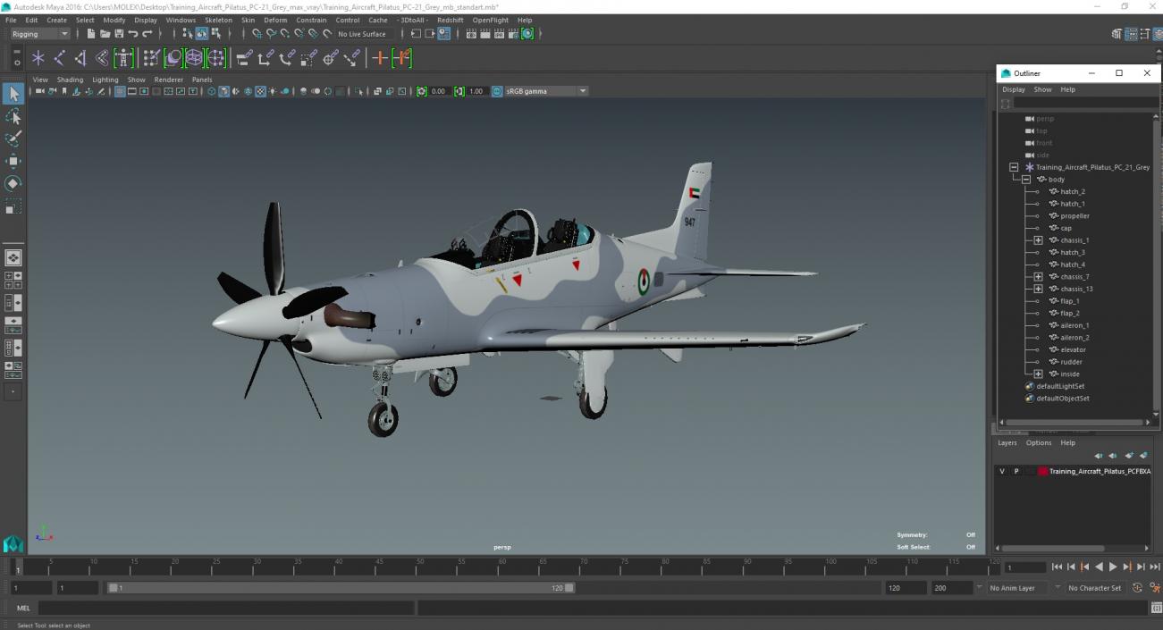 3D Training Aircraft Pilatus PC-21 Grey 2 model