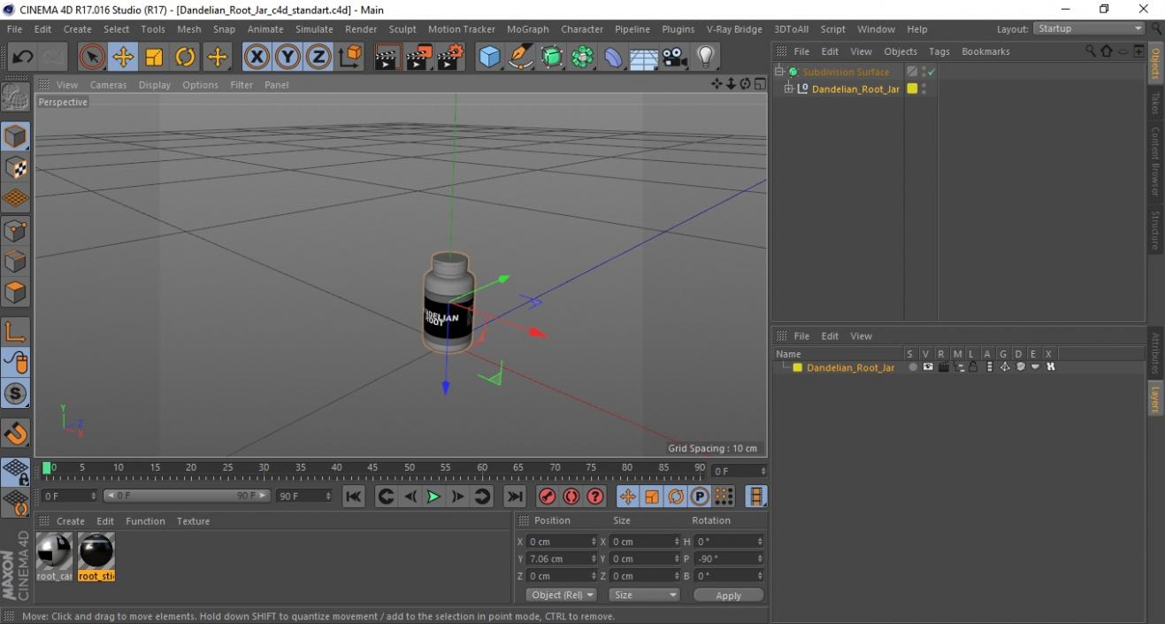 3D Dandelian Root Jar model