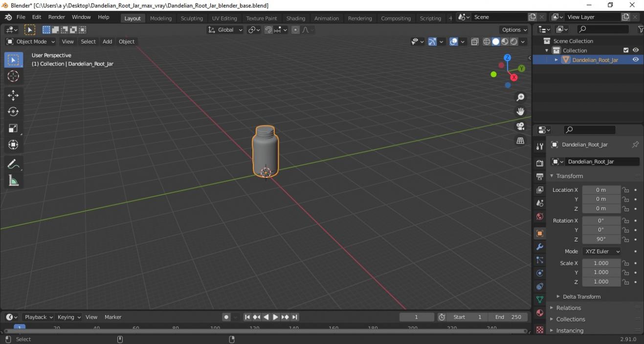 3D Dandelian Root Jar model