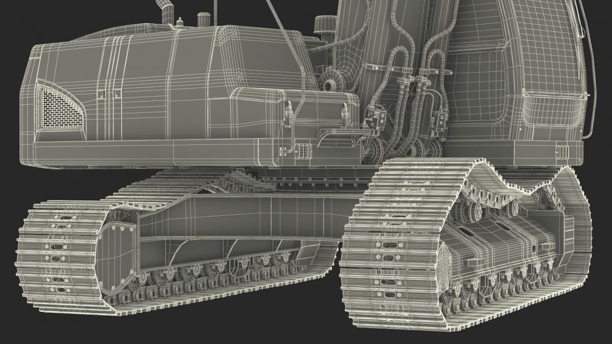 3D Large Tracked Excavator Volvo Rigged