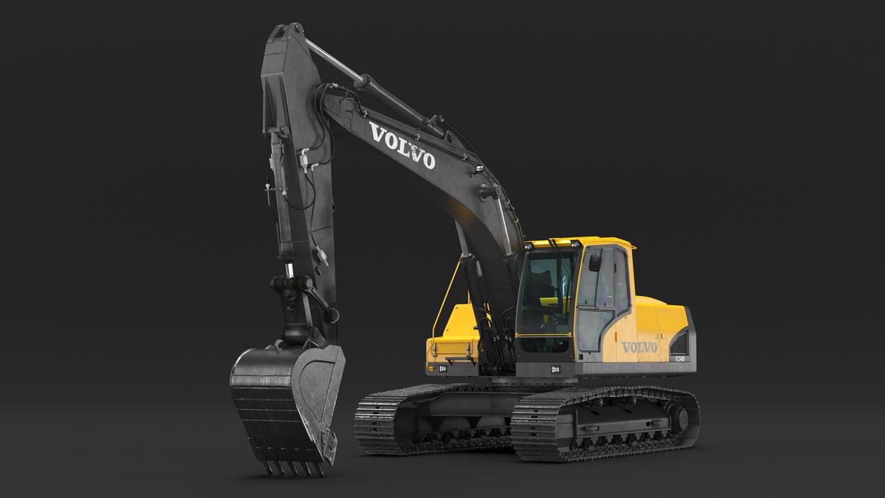 3D Large Tracked Excavator Volvo Rigged