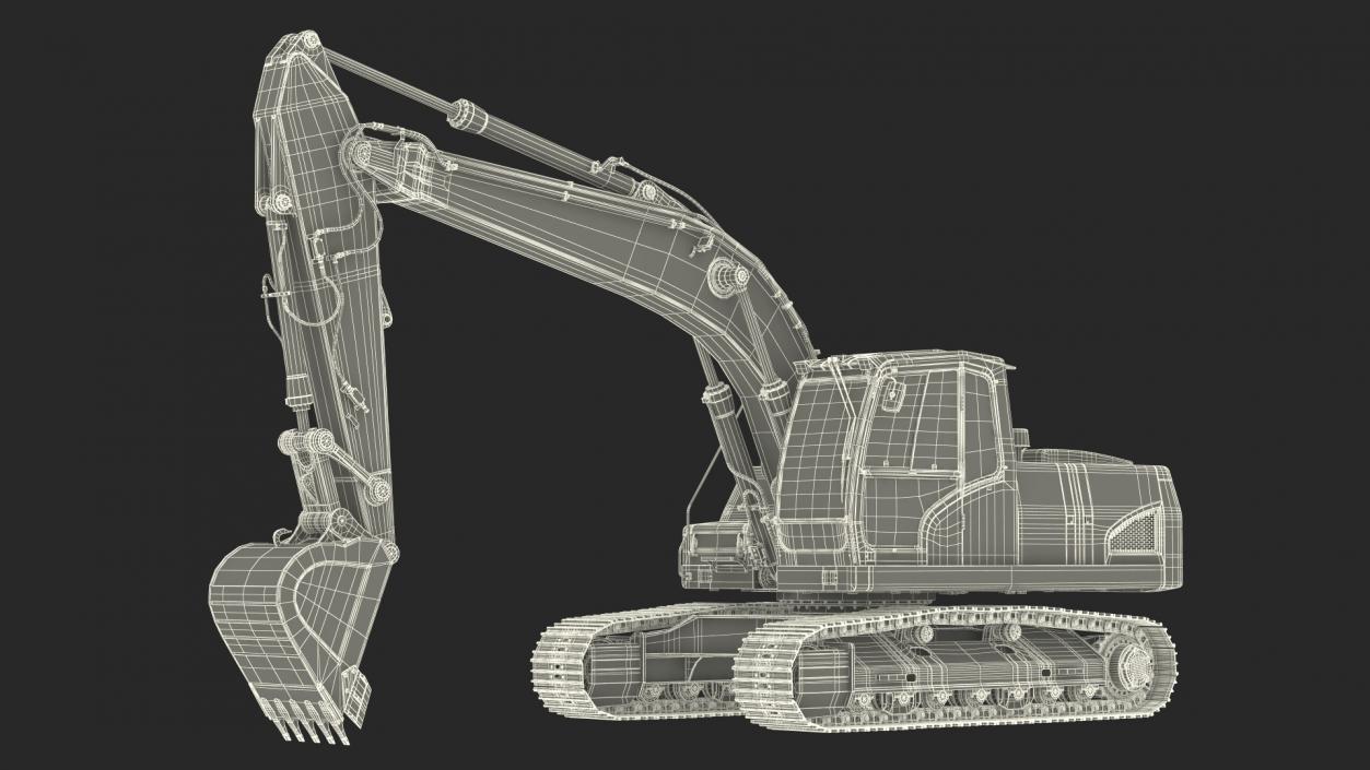 3D Large Tracked Excavator Volvo Rigged