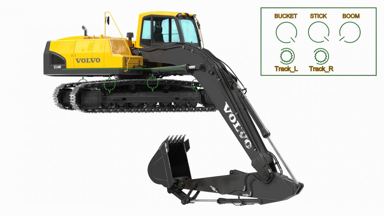 3D Large Tracked Excavator Volvo Rigged