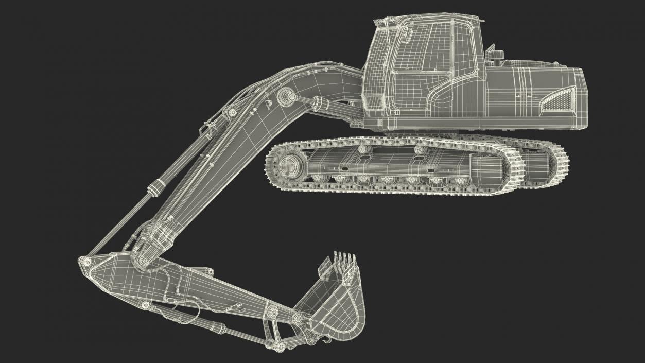 3D Large Tracked Excavator Volvo Rigged