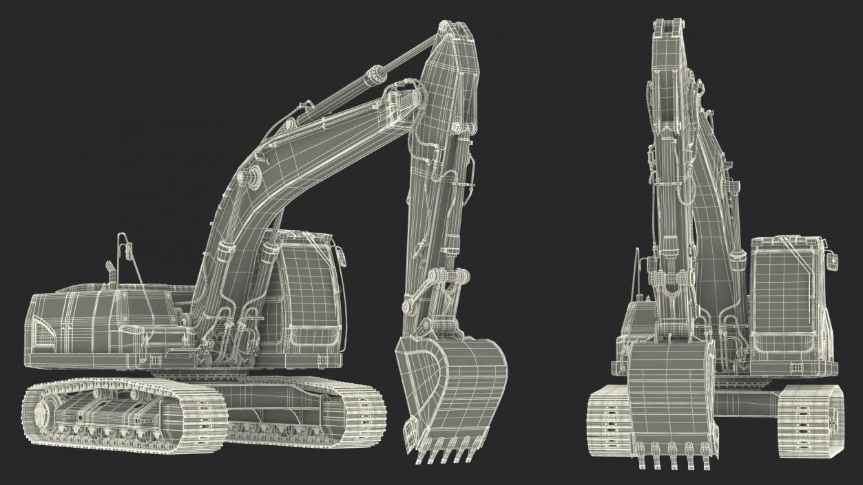 3D Large Tracked Excavator Volvo Rigged