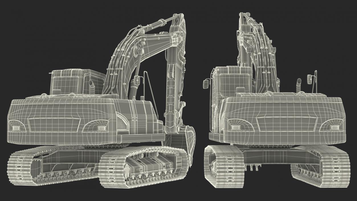 3D Large Tracked Excavator Volvo Rigged