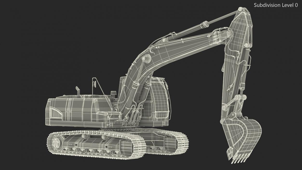 3D Large Tracked Excavator Volvo Rigged