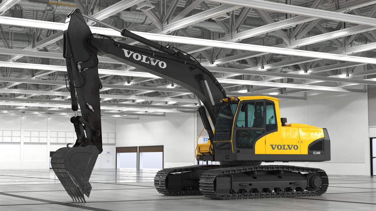 3D Large Tracked Excavator Volvo Rigged