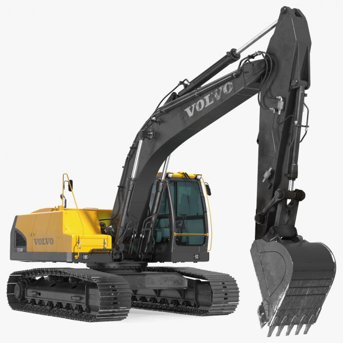 3D Large Tracked Excavator Volvo Rigged