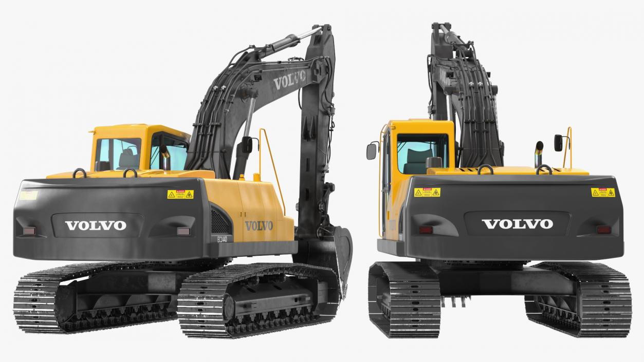 3D Large Tracked Excavator Volvo Rigged