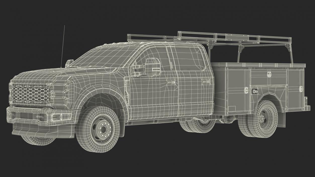 Black Chassis Cab with Service Body Rigged 3D