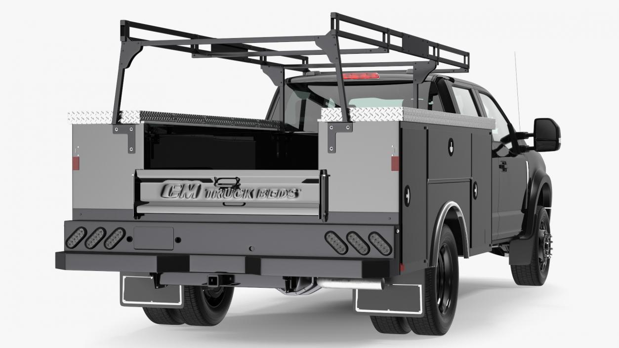 Black Chassis Cab with Service Body Rigged 3D