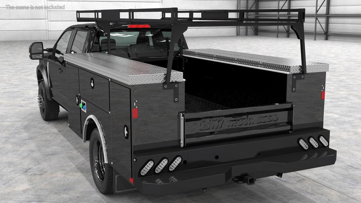 Black Chassis Cab with Service Body Rigged 3D